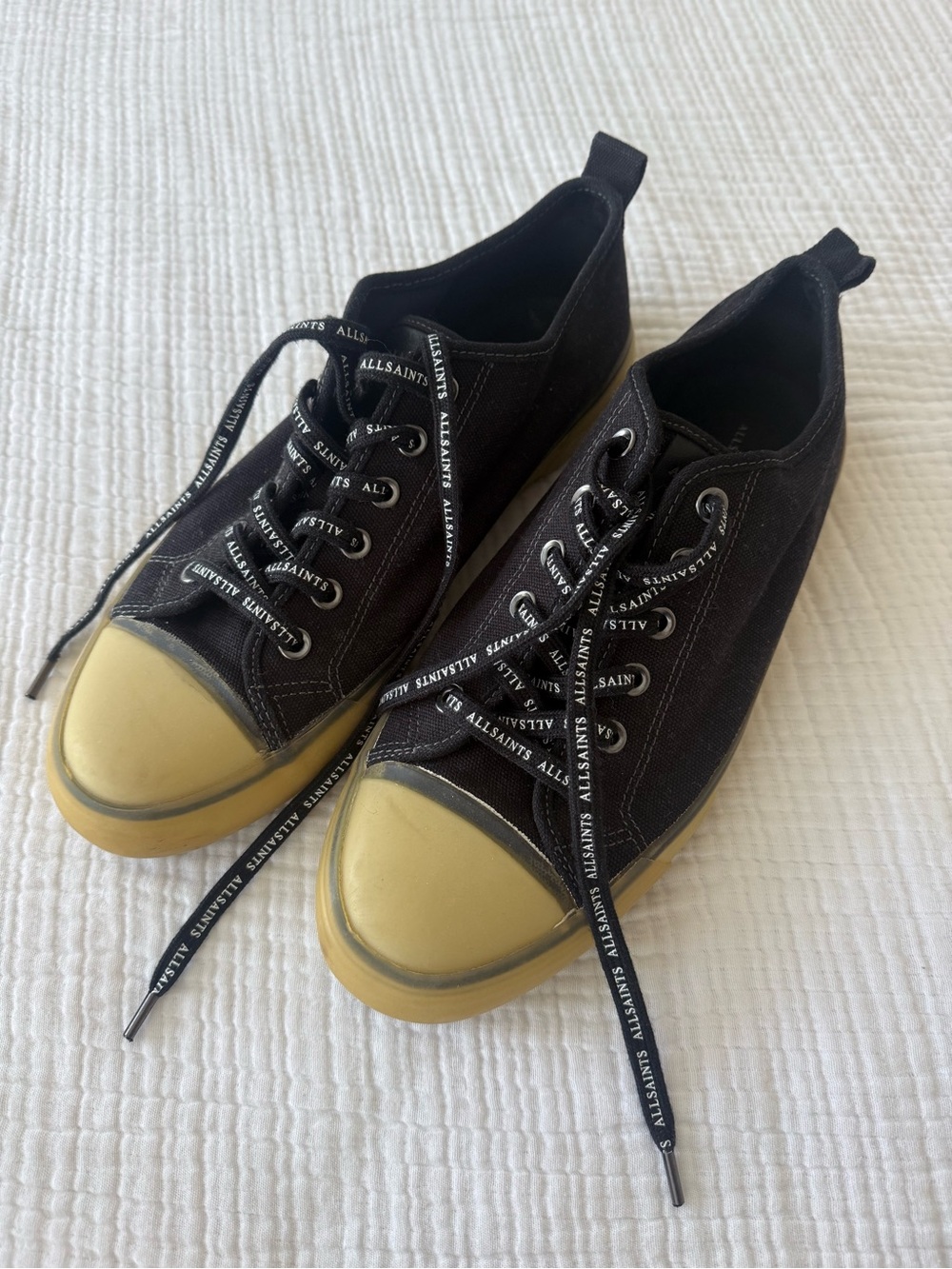 NWOT All Saints Jaxon low top Black Canvas Sneakers